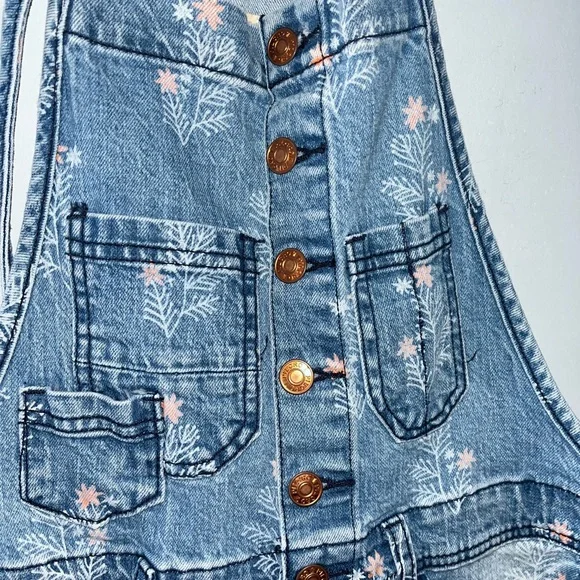 Anthropologie Pilcro floral pattern denim painter’s overalls size 28 - Picture 4 of 9